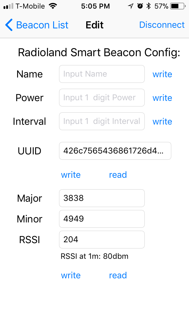5 – Reading existing major minor calib RSSI on RL Beacon – Blue Charm ...